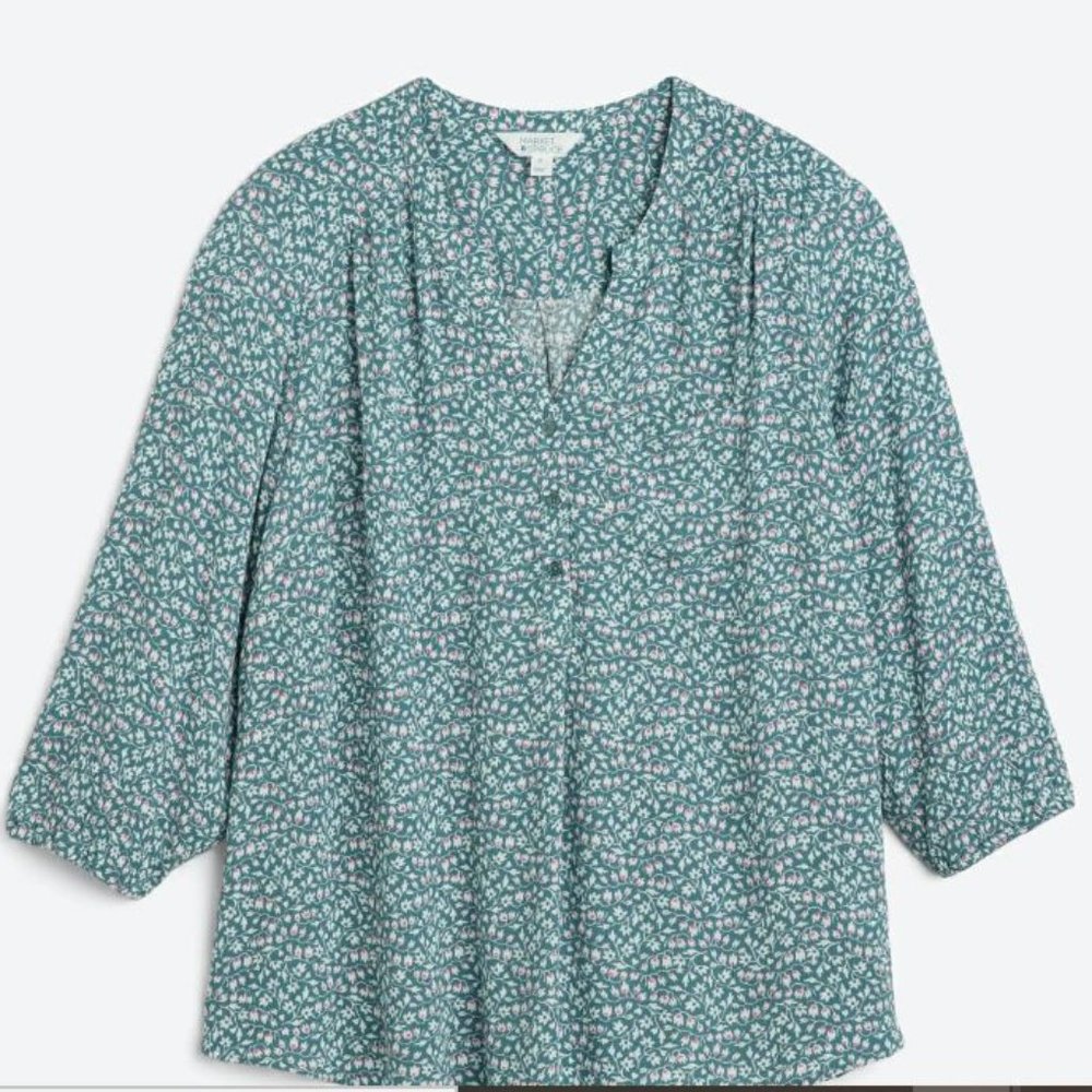 Market & Spruce Prat Henley 3/4 Sleeve Blouse